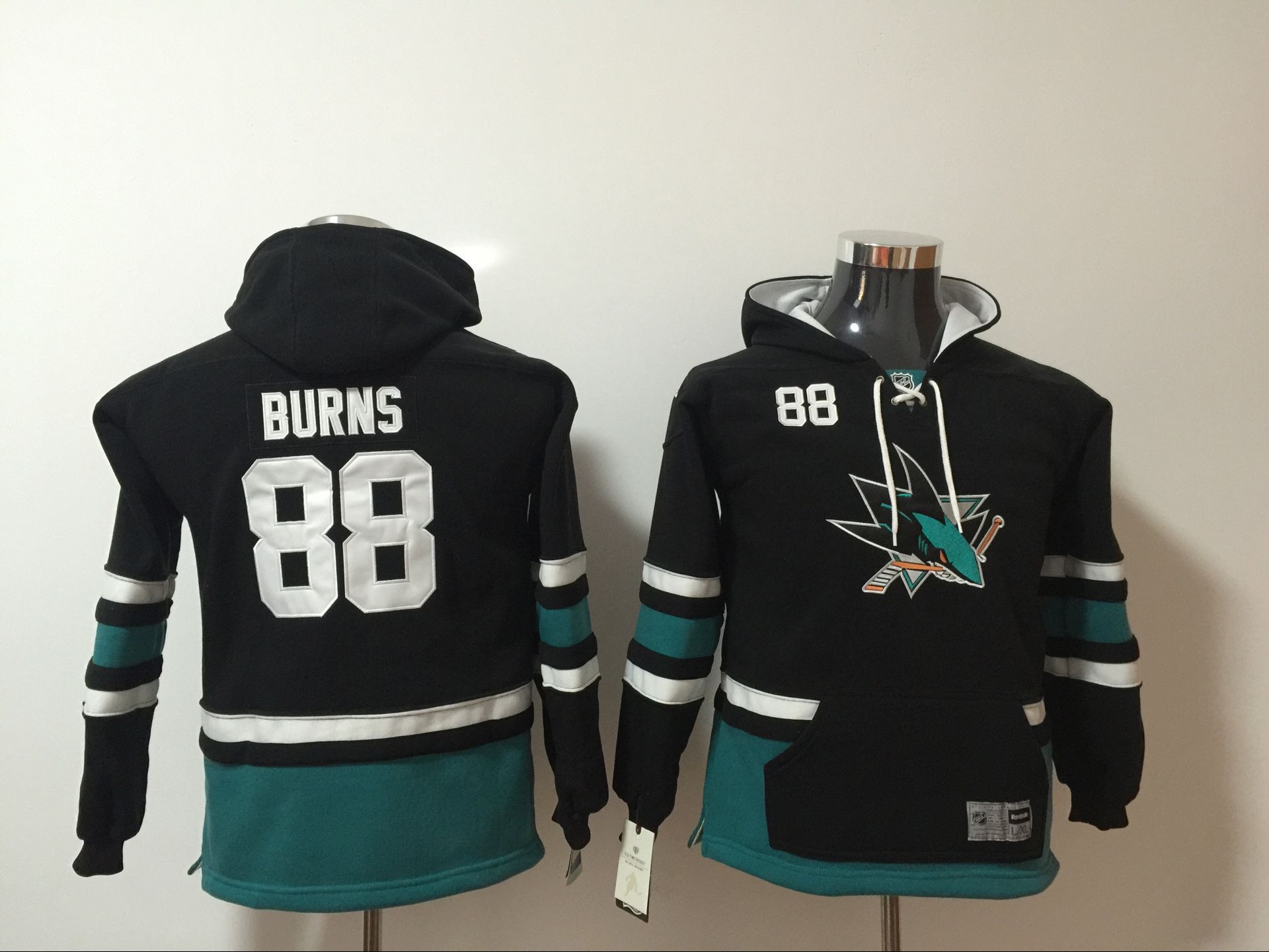 Youth 2017 NHL San Jose Sharks #88 Brent Burns Black Hoodie->women nhl jersey->Women Jersey